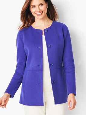 Talbots DOUBLE-FACE WOOL JACKET in cobalt blue 16 PETITE
